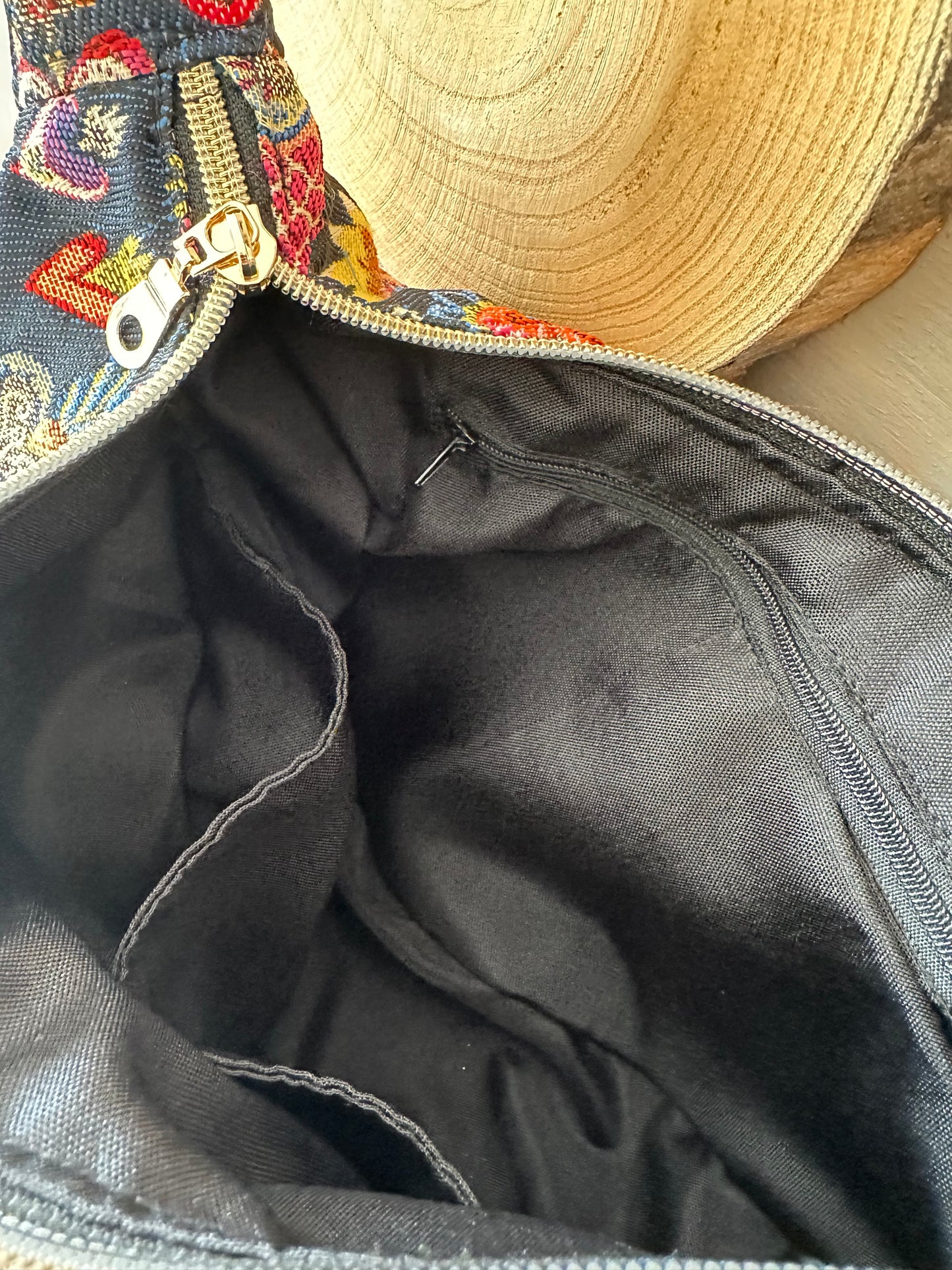 Sac demi-lune Jacquard Corazon bleu nuit
