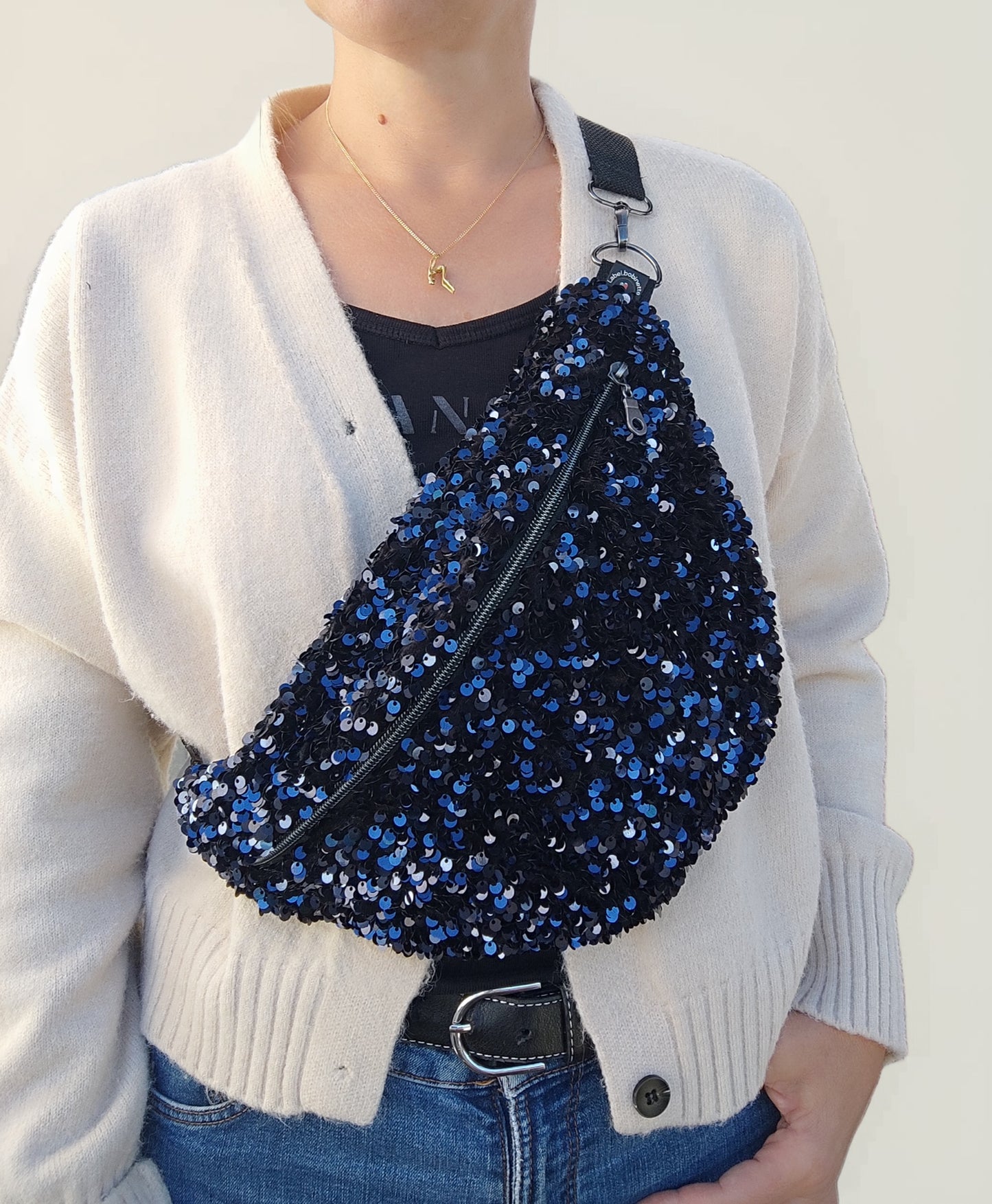 Sac Banane Sequins bleus