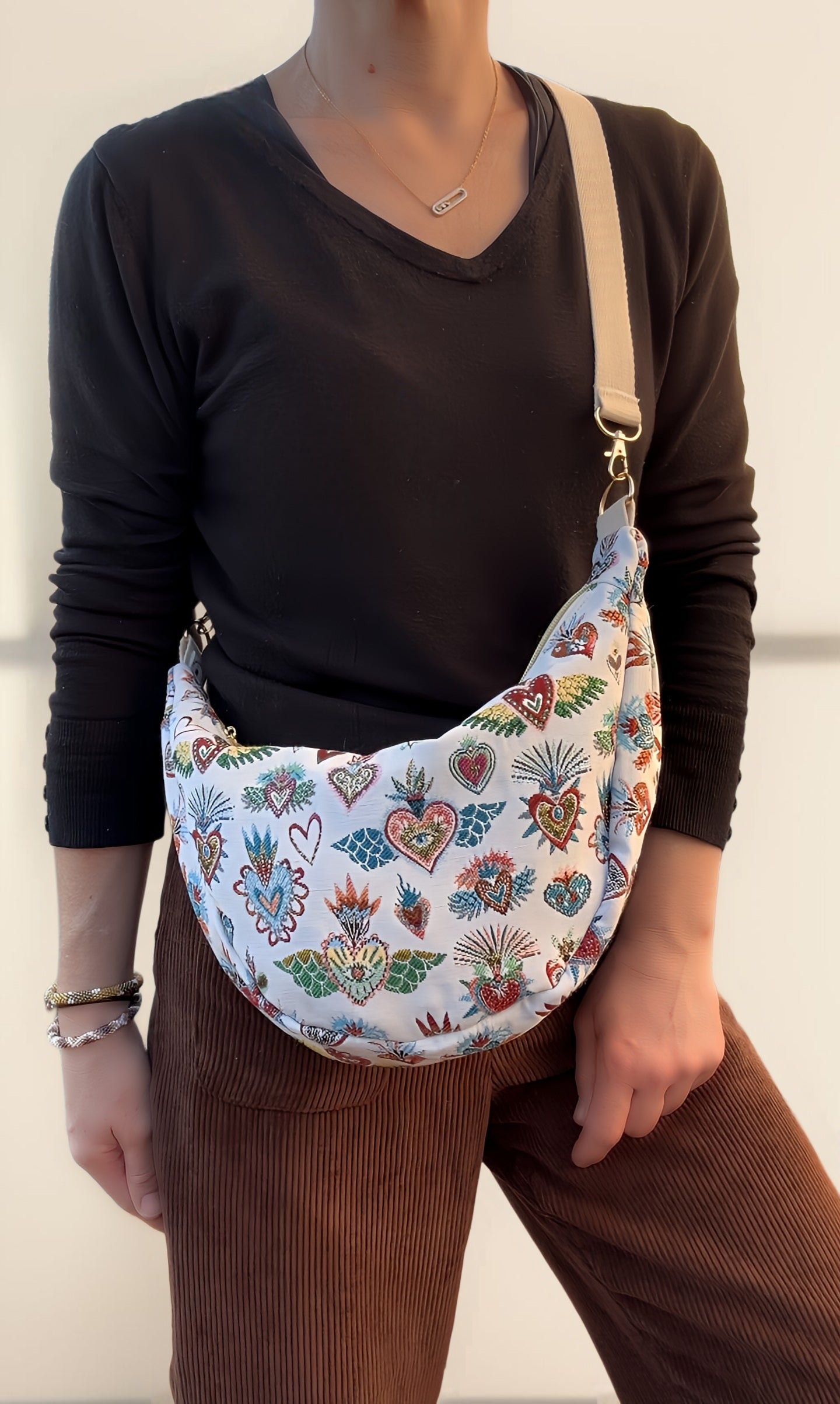Sac demi-lune Jacquard Corazon