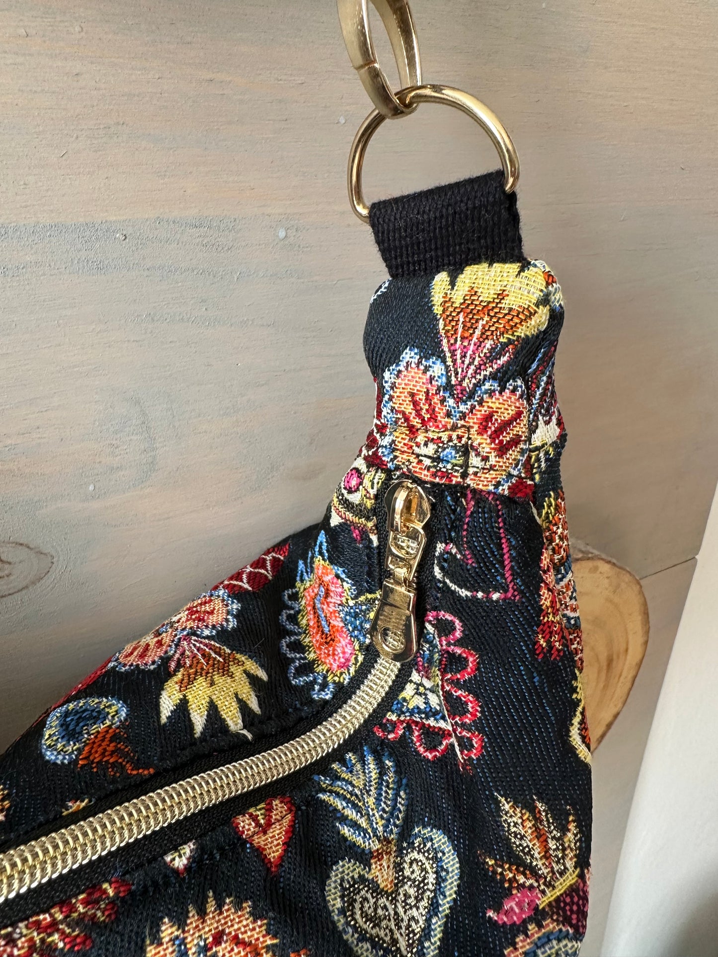 Sac demi-lune Jacquard Corazon bleu nuit