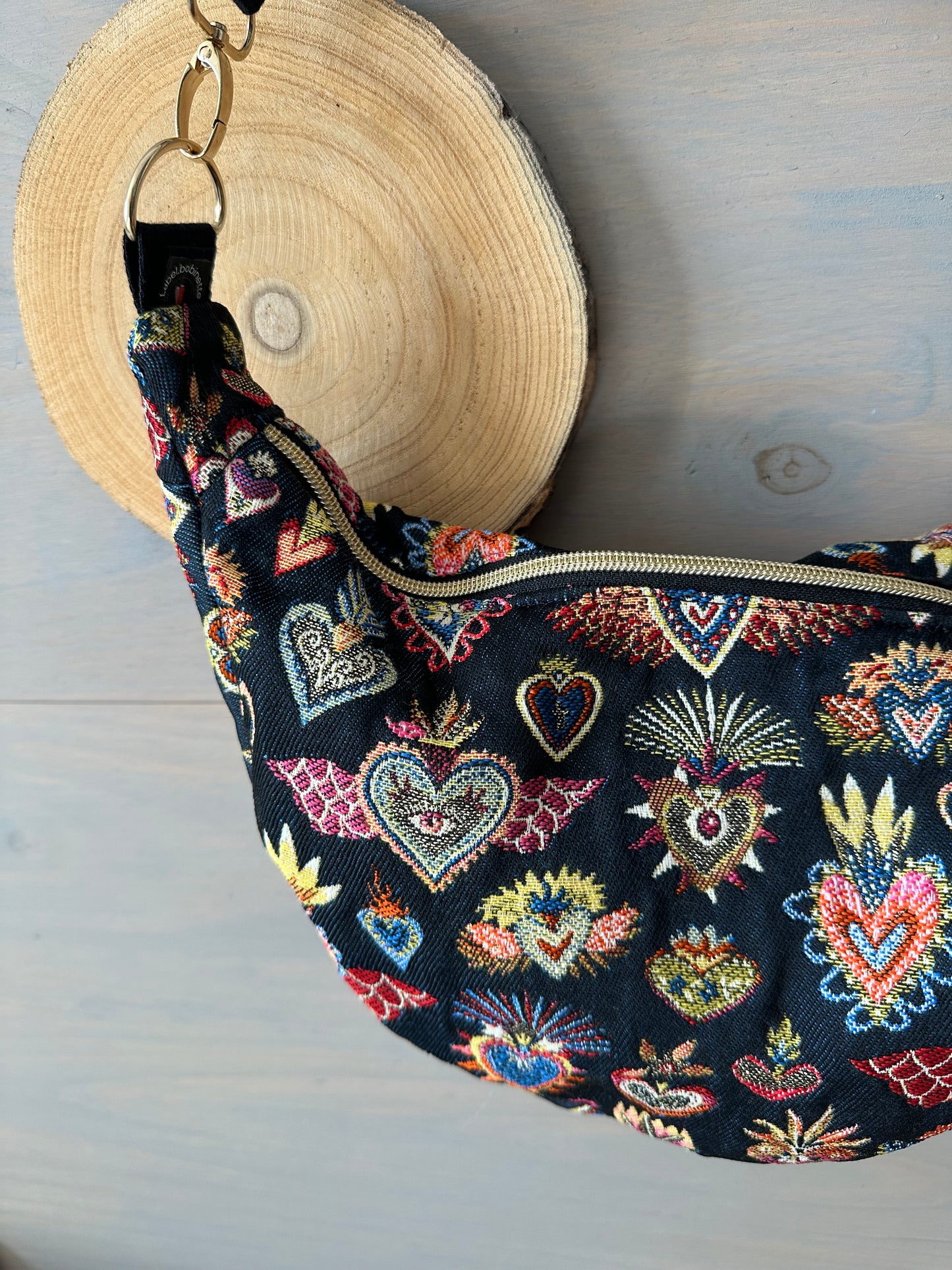 Sac demi-lune Jacquard Corazon bleu nuit