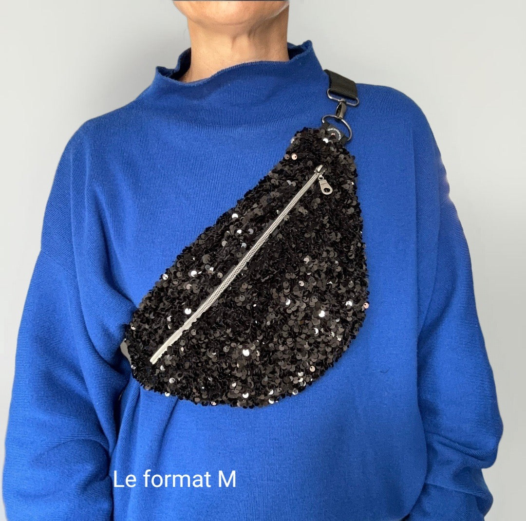 Sac banane Paillettes sequins noirs