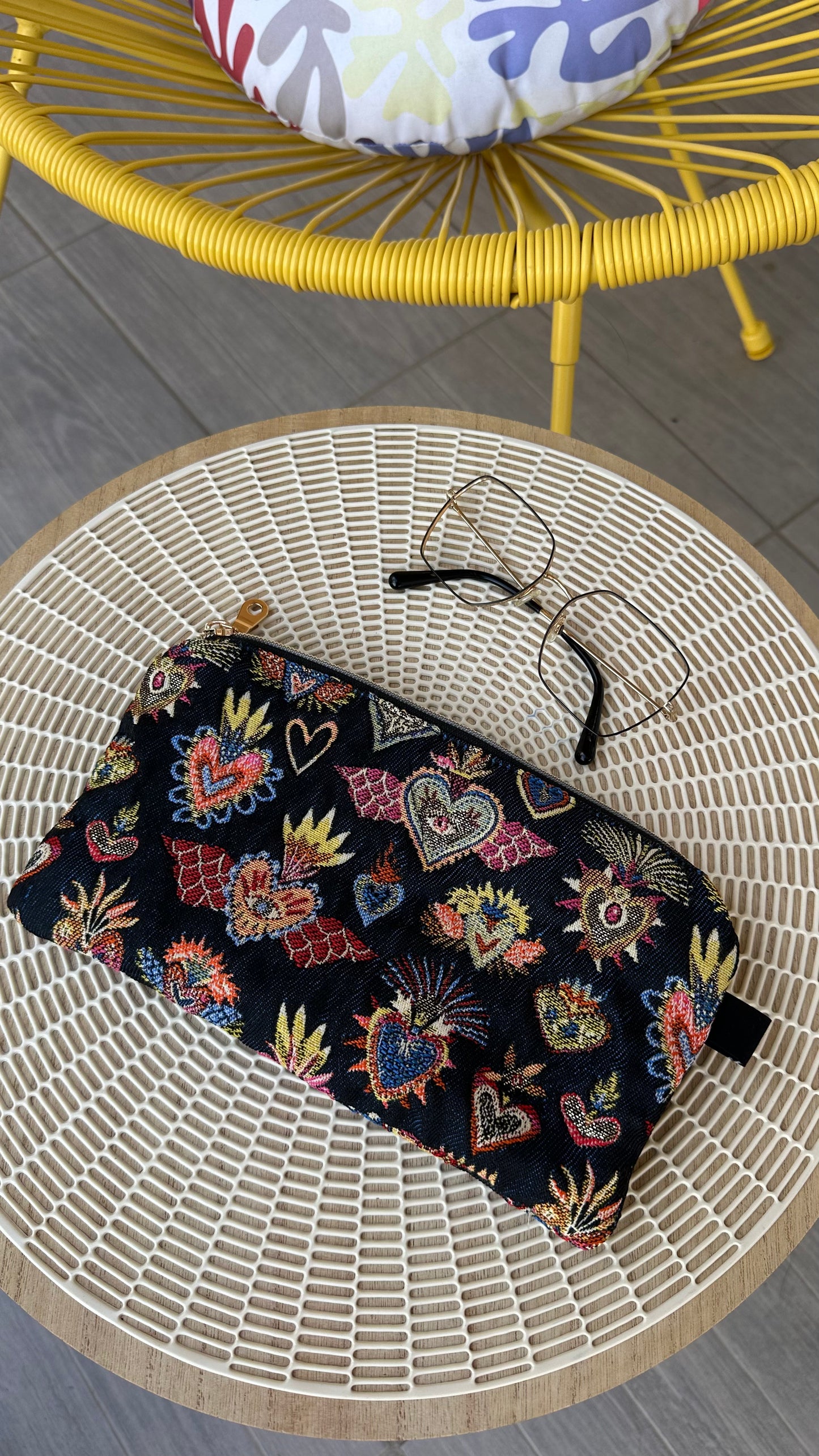 Pochette jacquard Corazon bleu nuit