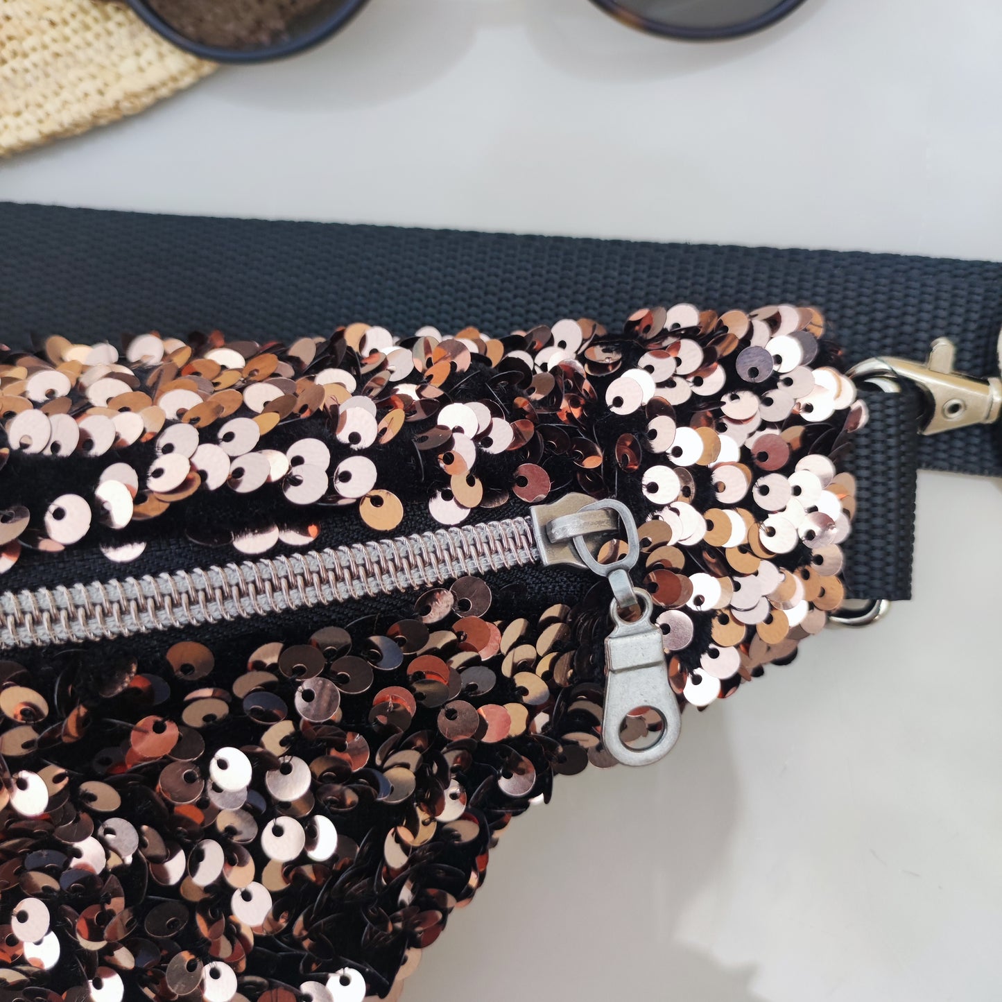 Sac banane paillettes Sequins champagne