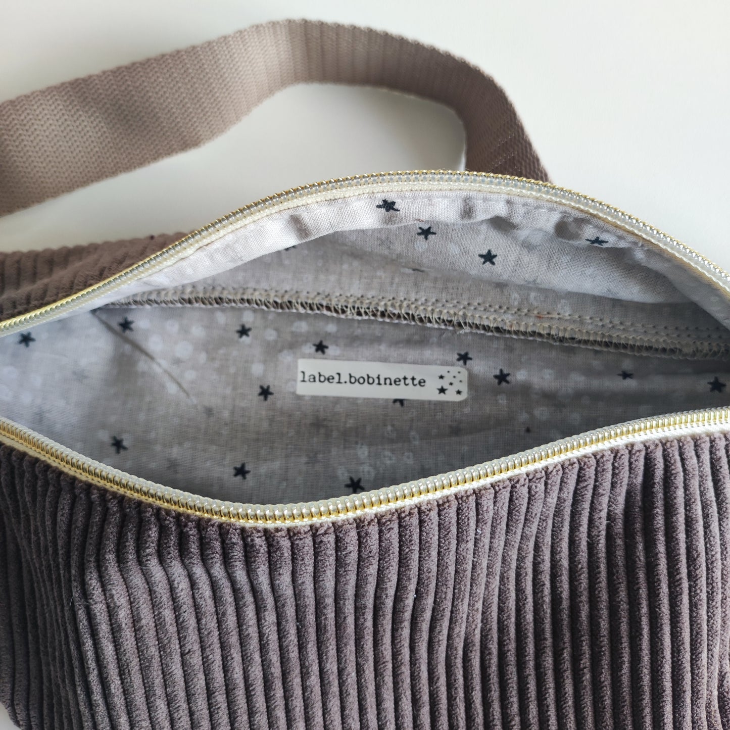 Sac banane velours Taupe