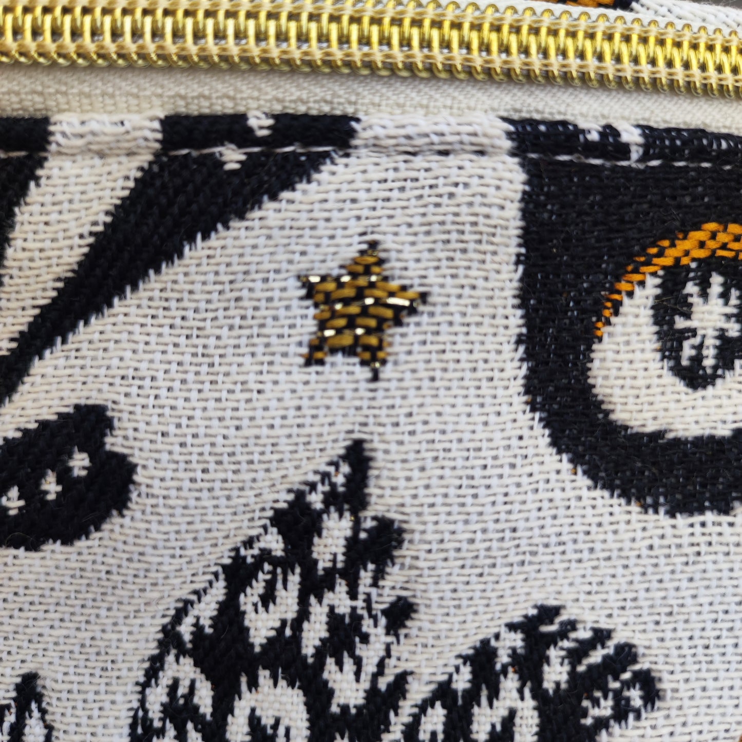 Sac Banane Mage Noir et Or sangle écru