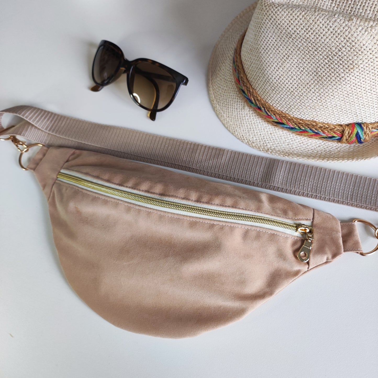Sac Banane M Suédine Beige Rosé