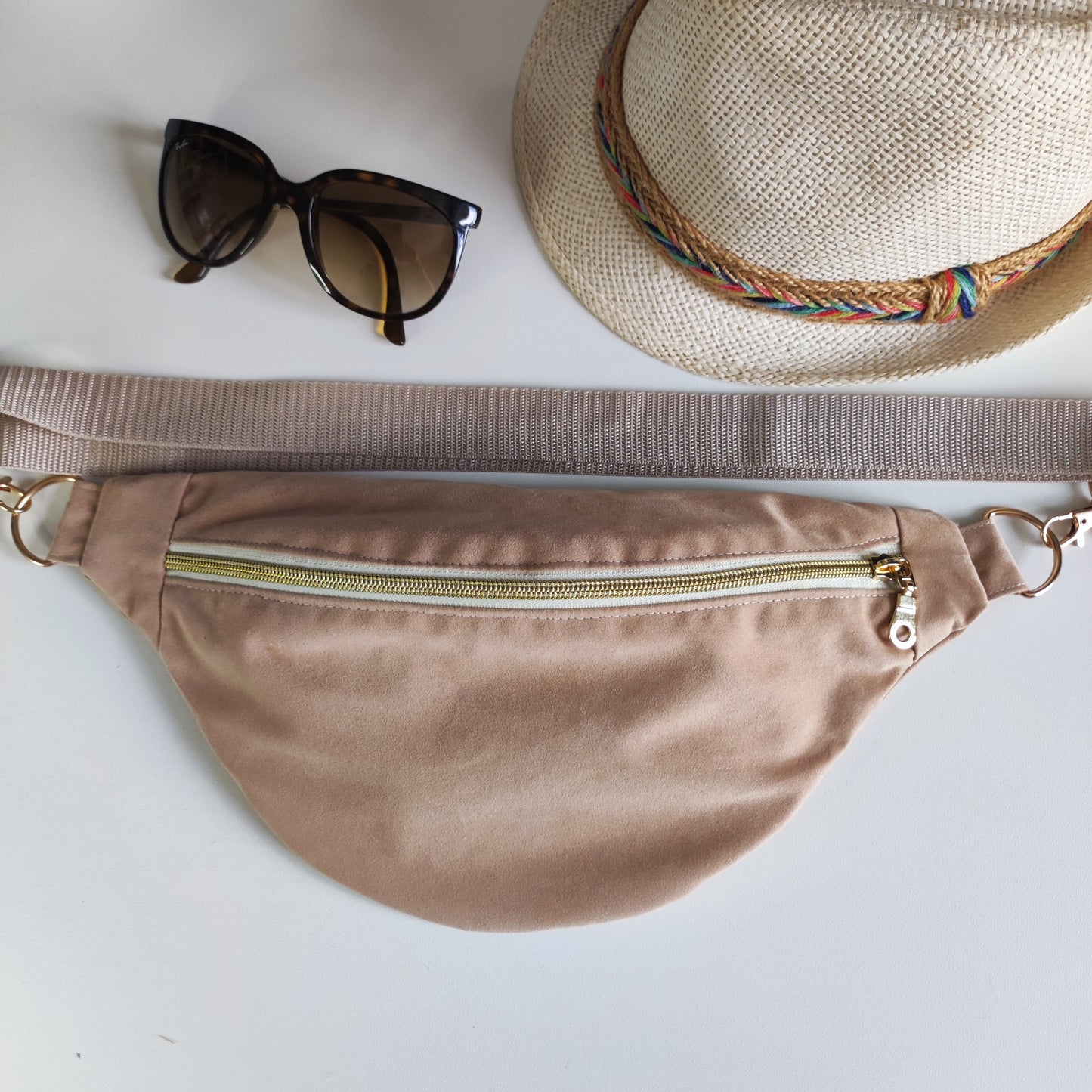 Sac Banane M Suédine Beige Rosé