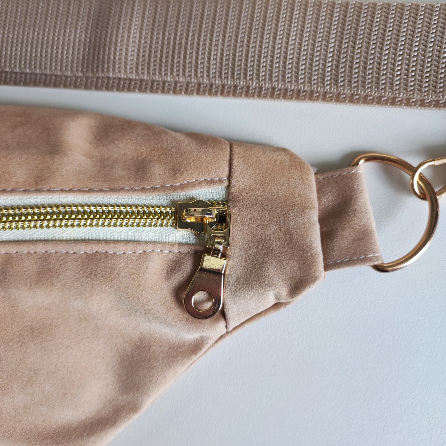 Sac Banane M Suédine Beige Rosé