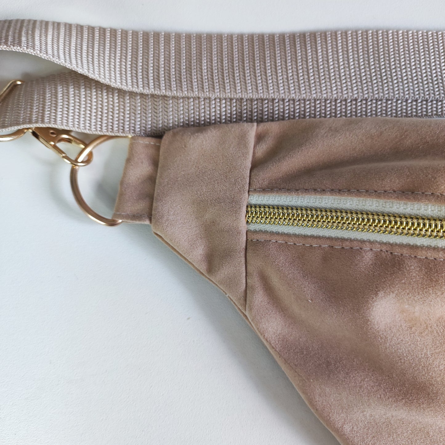 Sac Banane M Suédine Beige Rosé