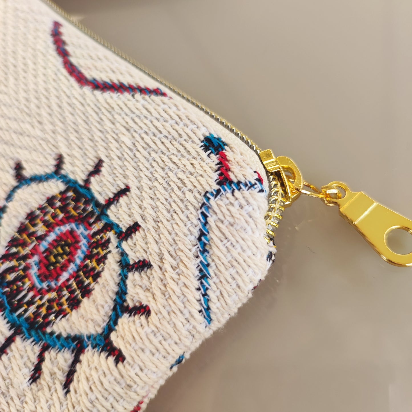 Porte-cartes jacquard Regards écru