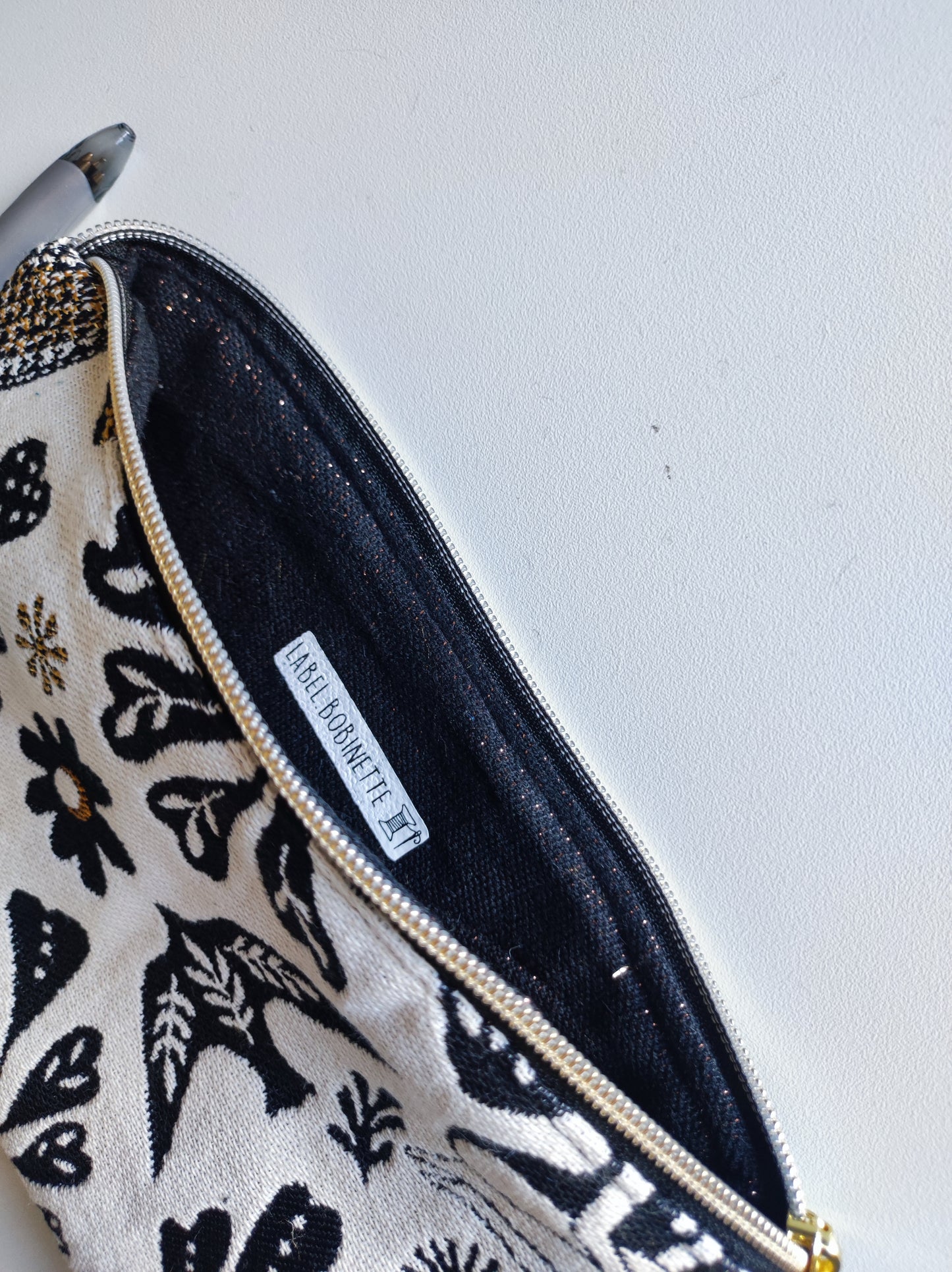 Pochette jacquard Mage Noir et Or