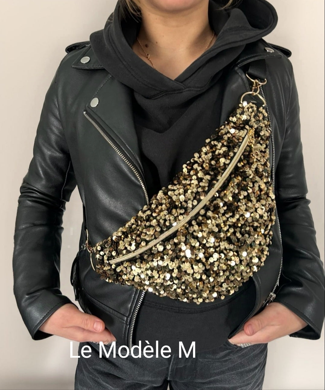 Sac banane Paillettes sequins Or