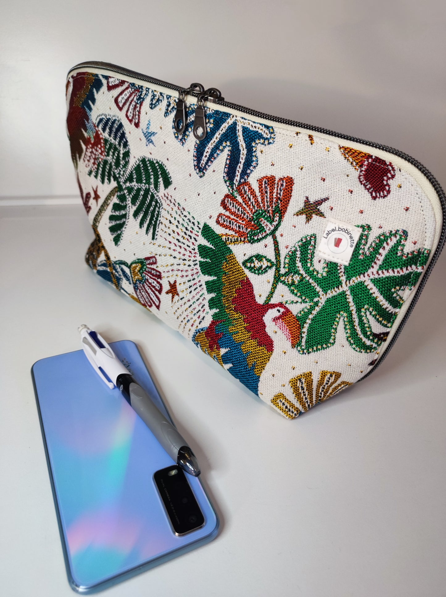 Trousse Grand Modèle Nomade Jacquard Brasil Blanche