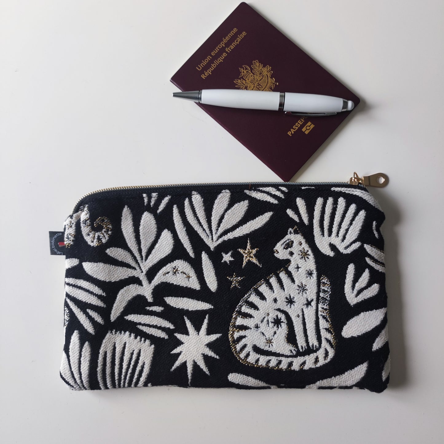 Pochette jacquard Mystic fond Noir et Or
