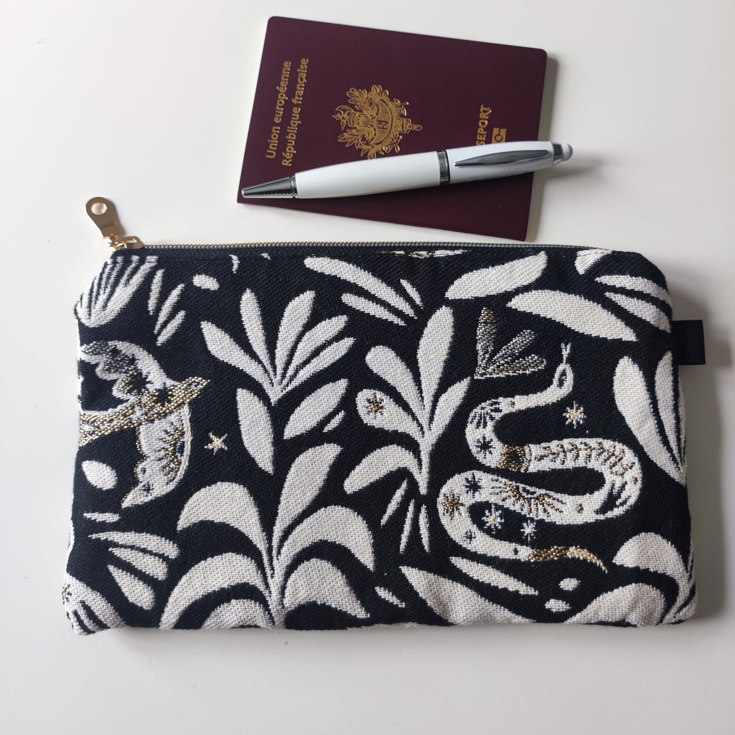 Pochette jacquard Mystic fond Noir et Or