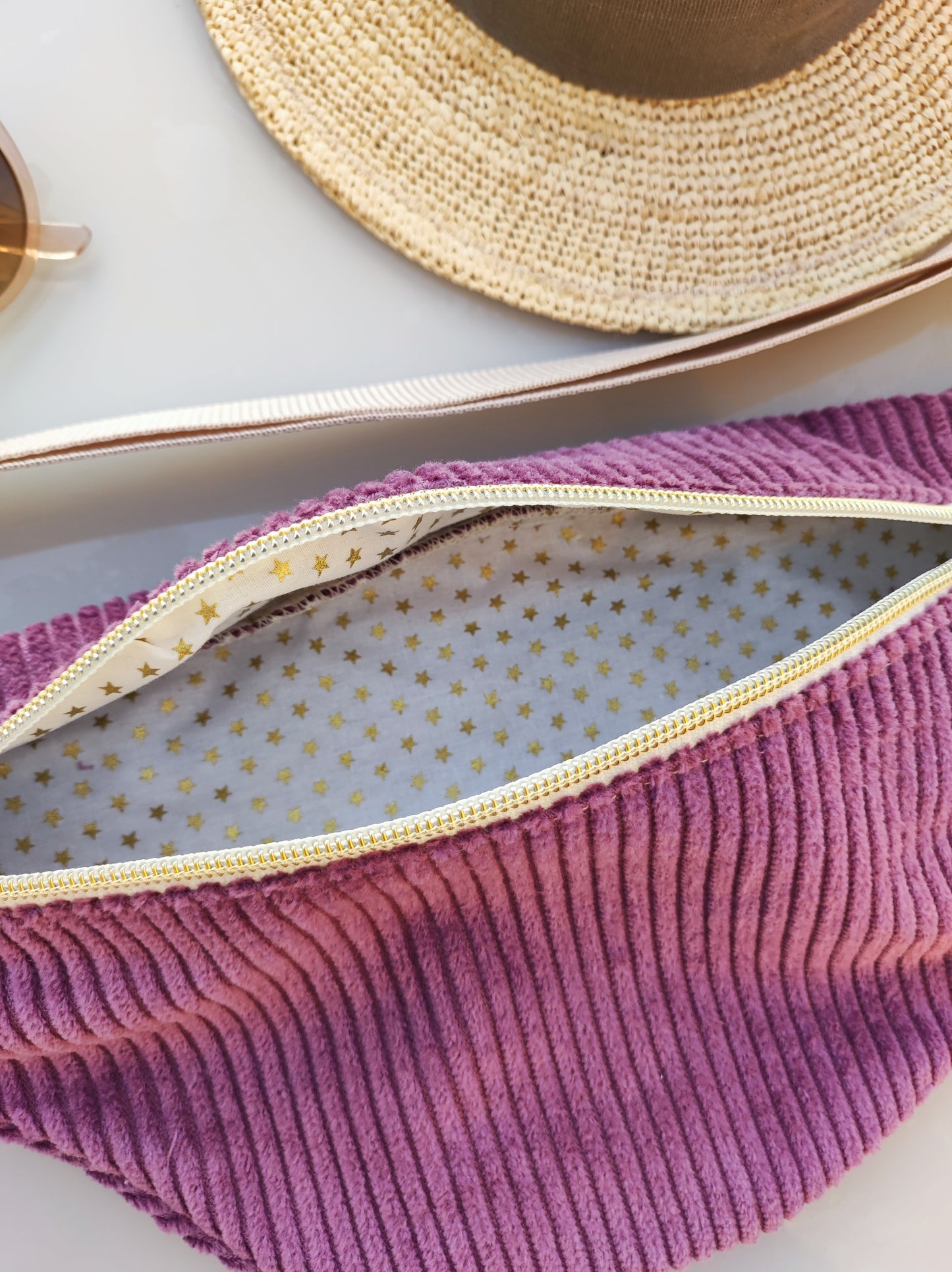 Sac banane velours Vieux Rose