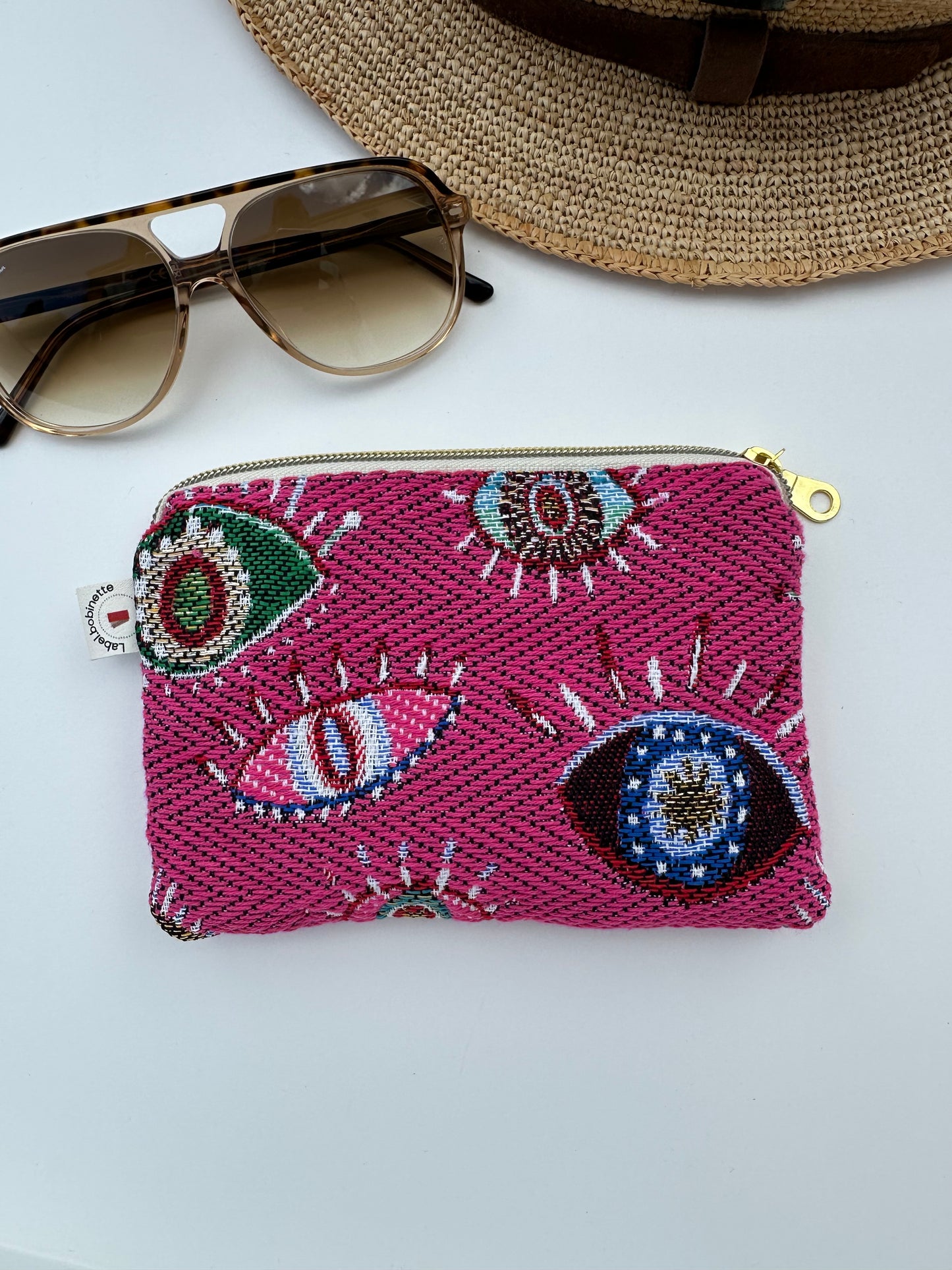 Porte-cartes jacquard Regards Rose
