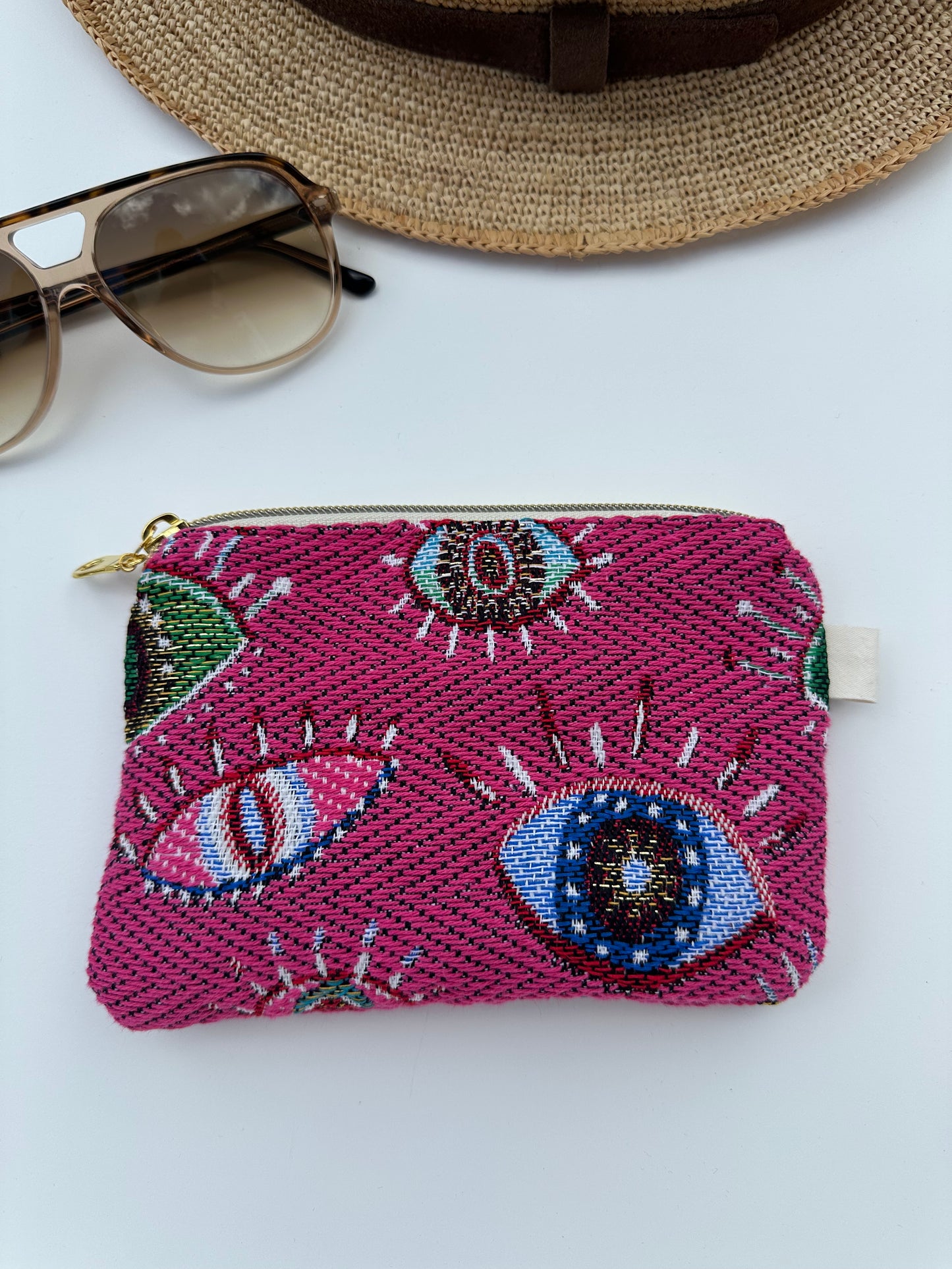 Porte-cartes jacquard Regards Rose