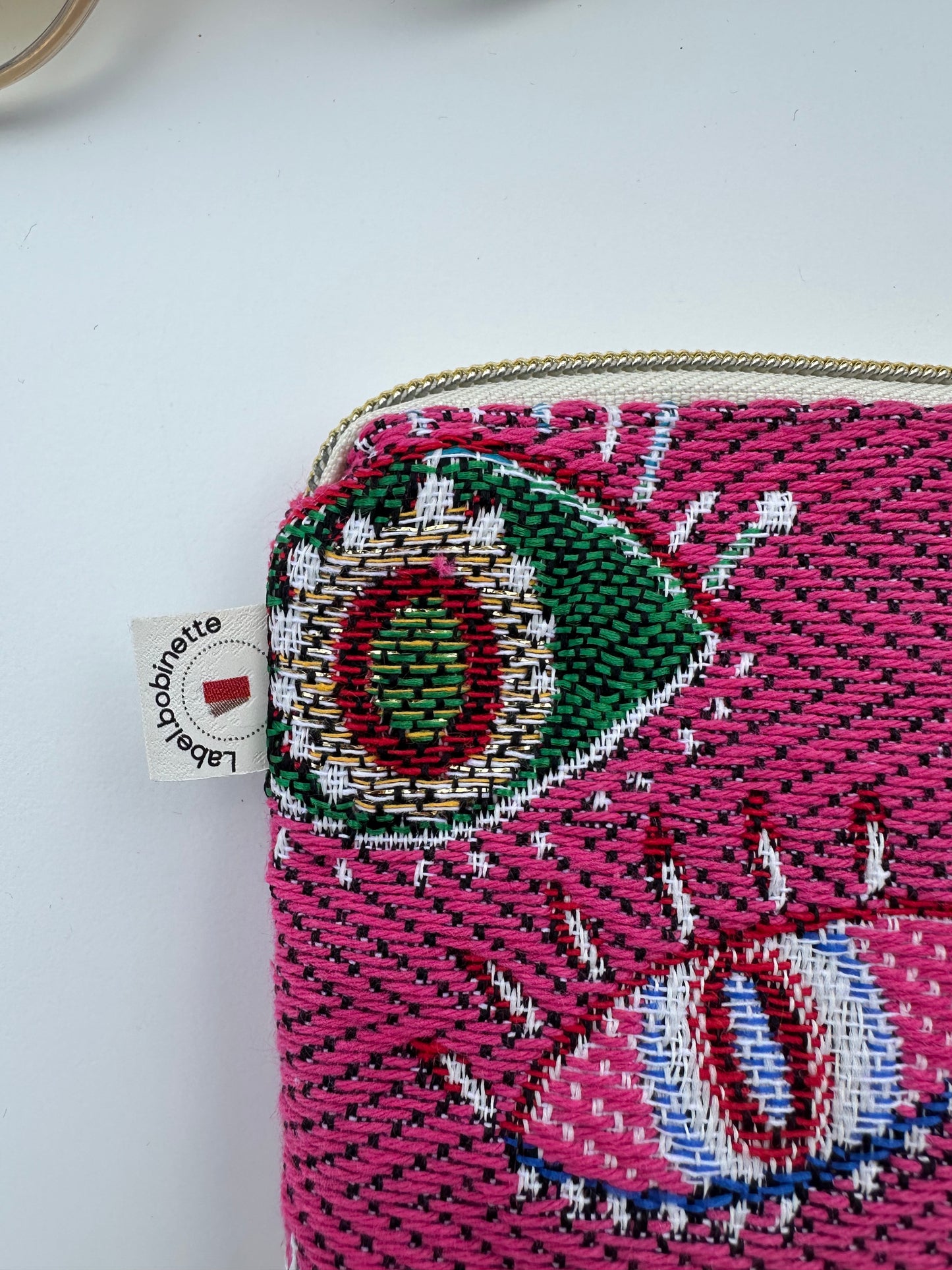 Porte-cartes jacquard Regards Rose