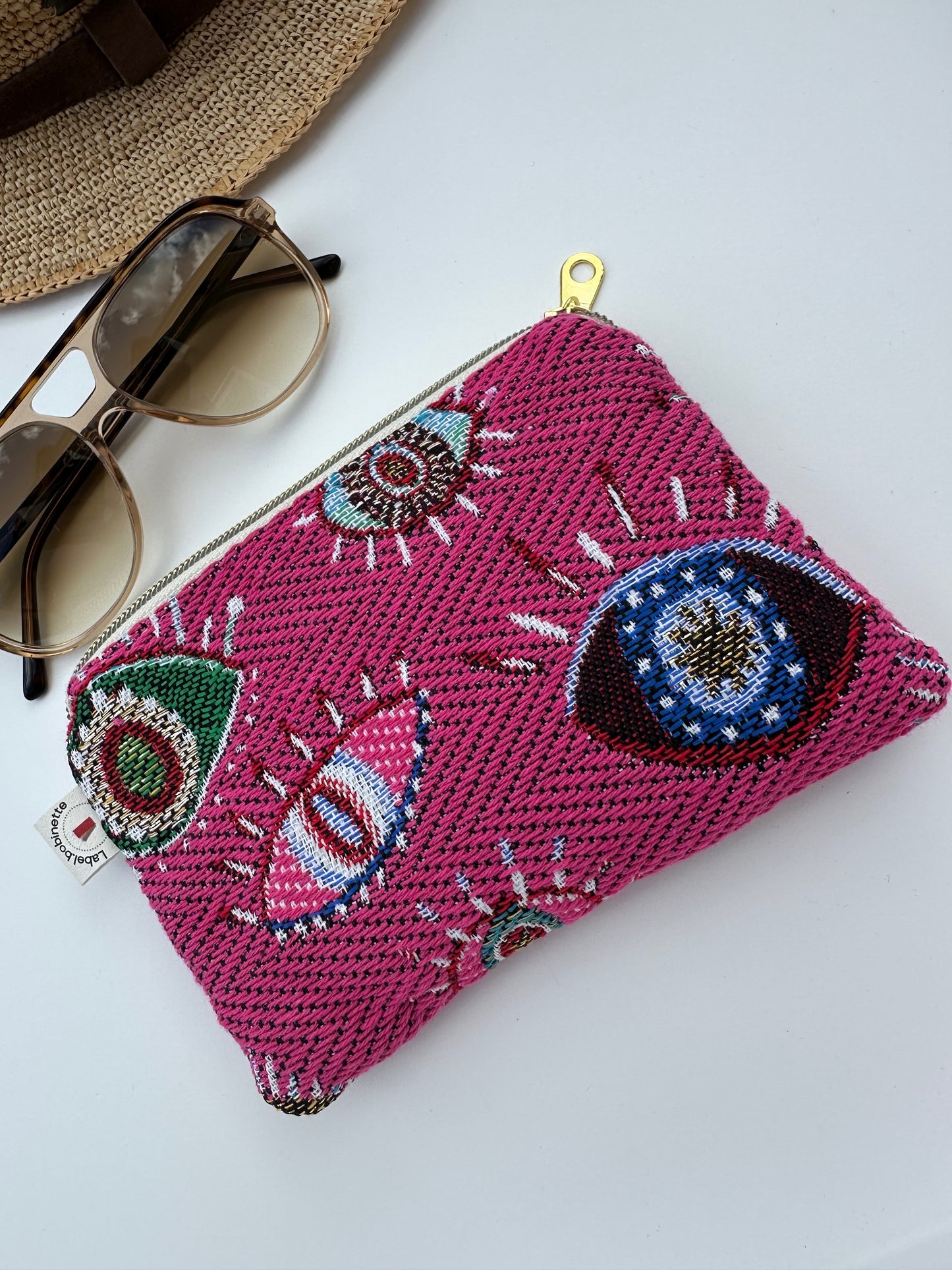 Porte-cartes jacquard Regards Rose