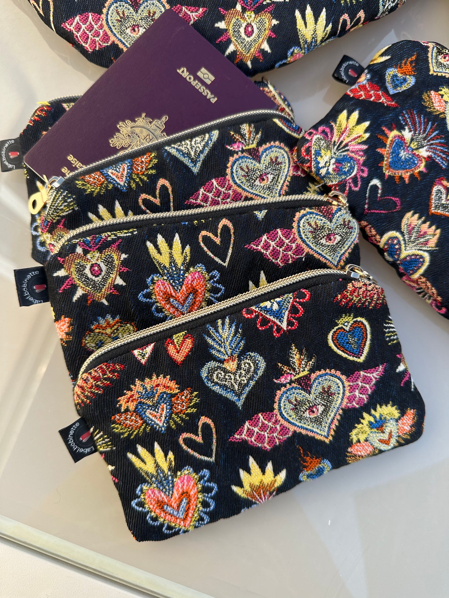 Porte- cartes jacquard Corazon bleu nuit