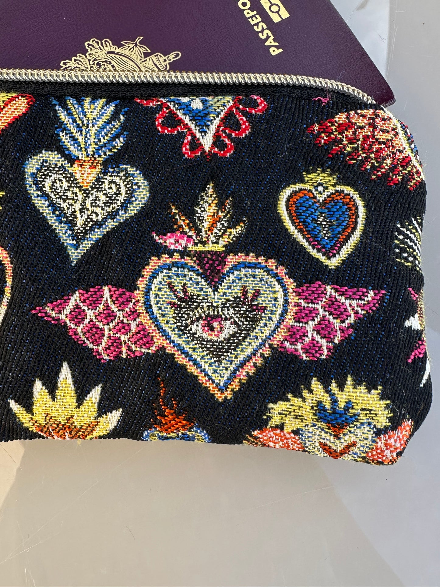 Porte- cartes jacquard Corazon bleu nuit