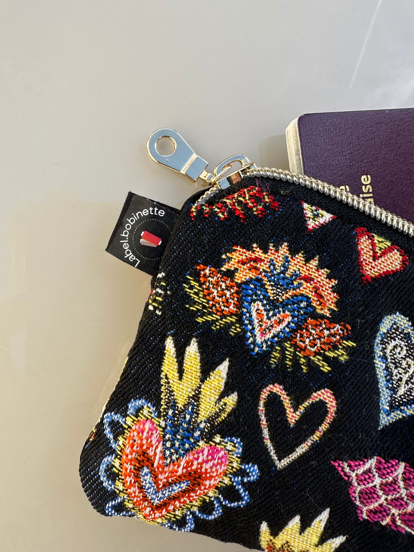 Porte- cartes jacquard Corazon bleu nuit