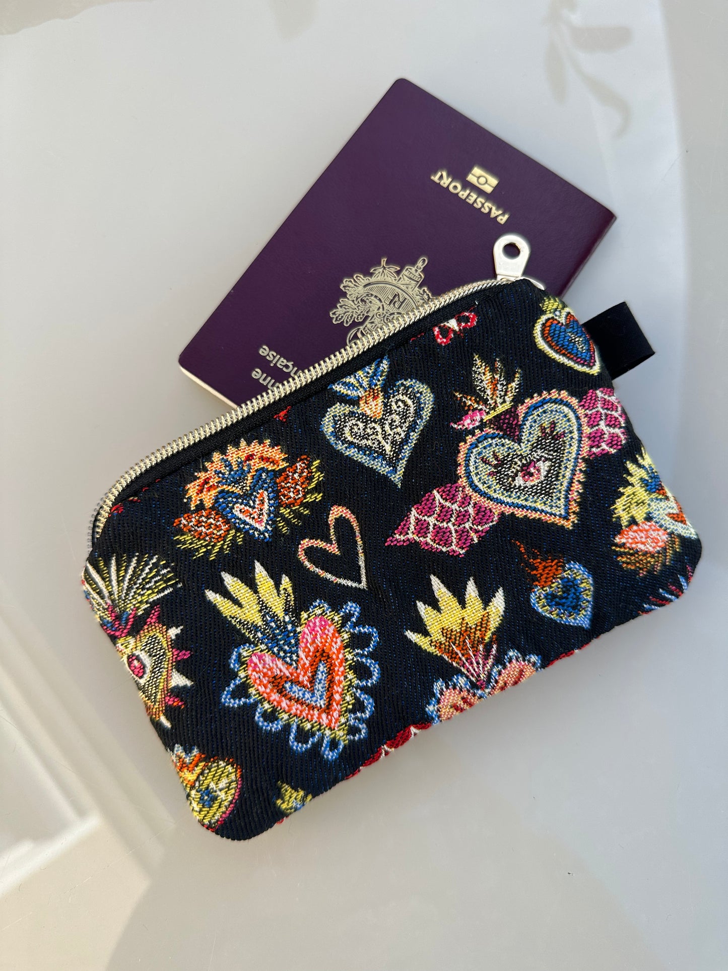 Porte- cartes jacquard Corazon bleu nuit