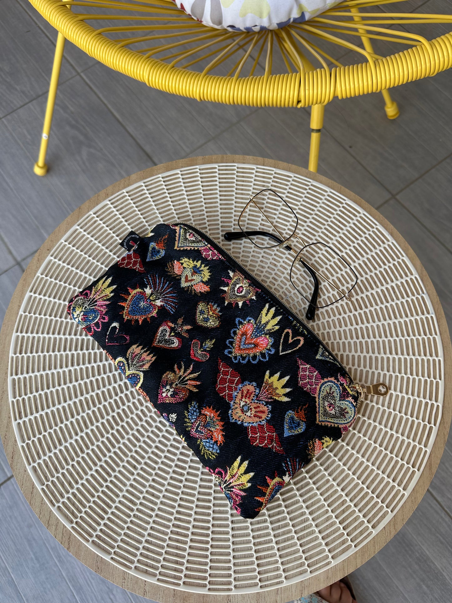 Pochette jacquard Corazon bleu nuit