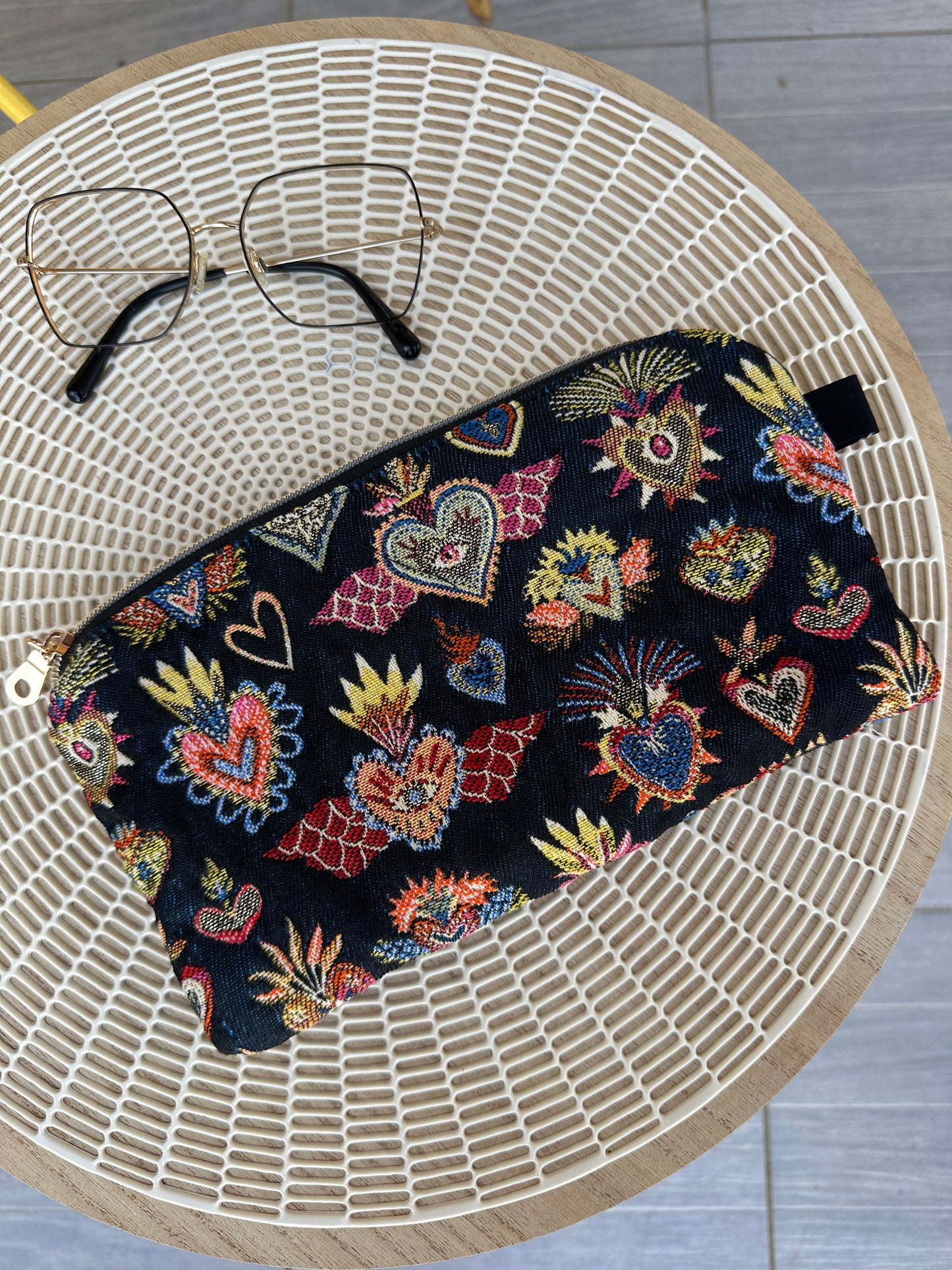 Pochette jacquard Corazon bleu nuit