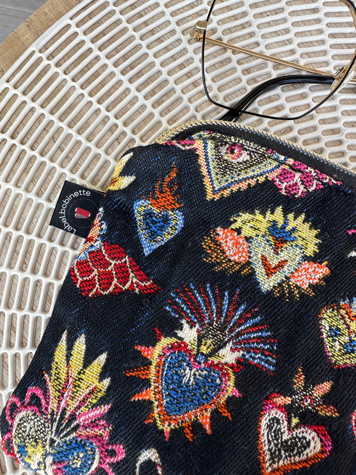 Pochette jacquard Corazon bleu nuit