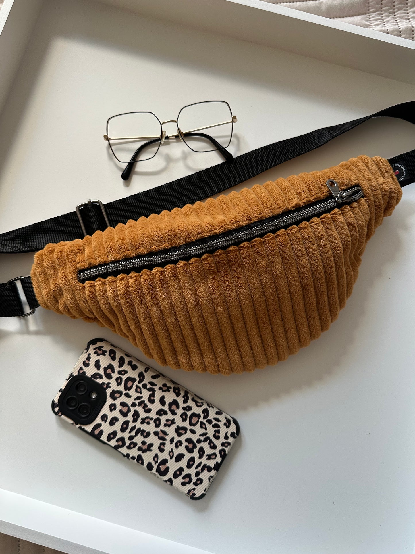 Sac Banane gros Velours côtelé Terracota