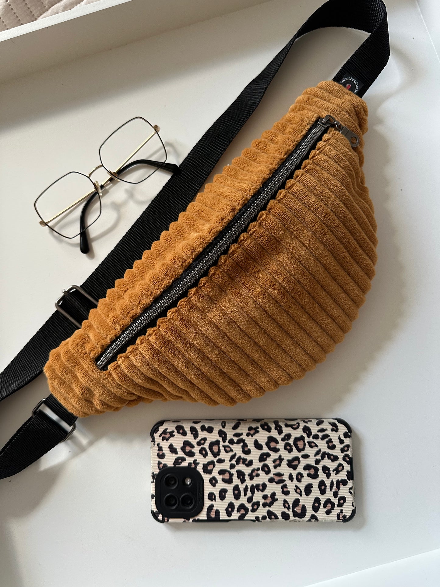 Sac Banane gros Velours côtelé Terracota