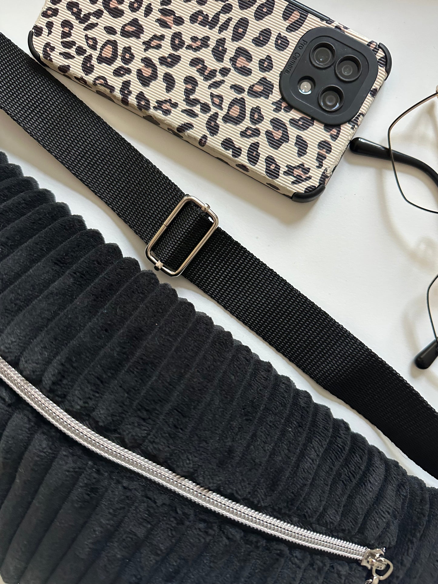 Sac Banane gros Velours côtelé Noir