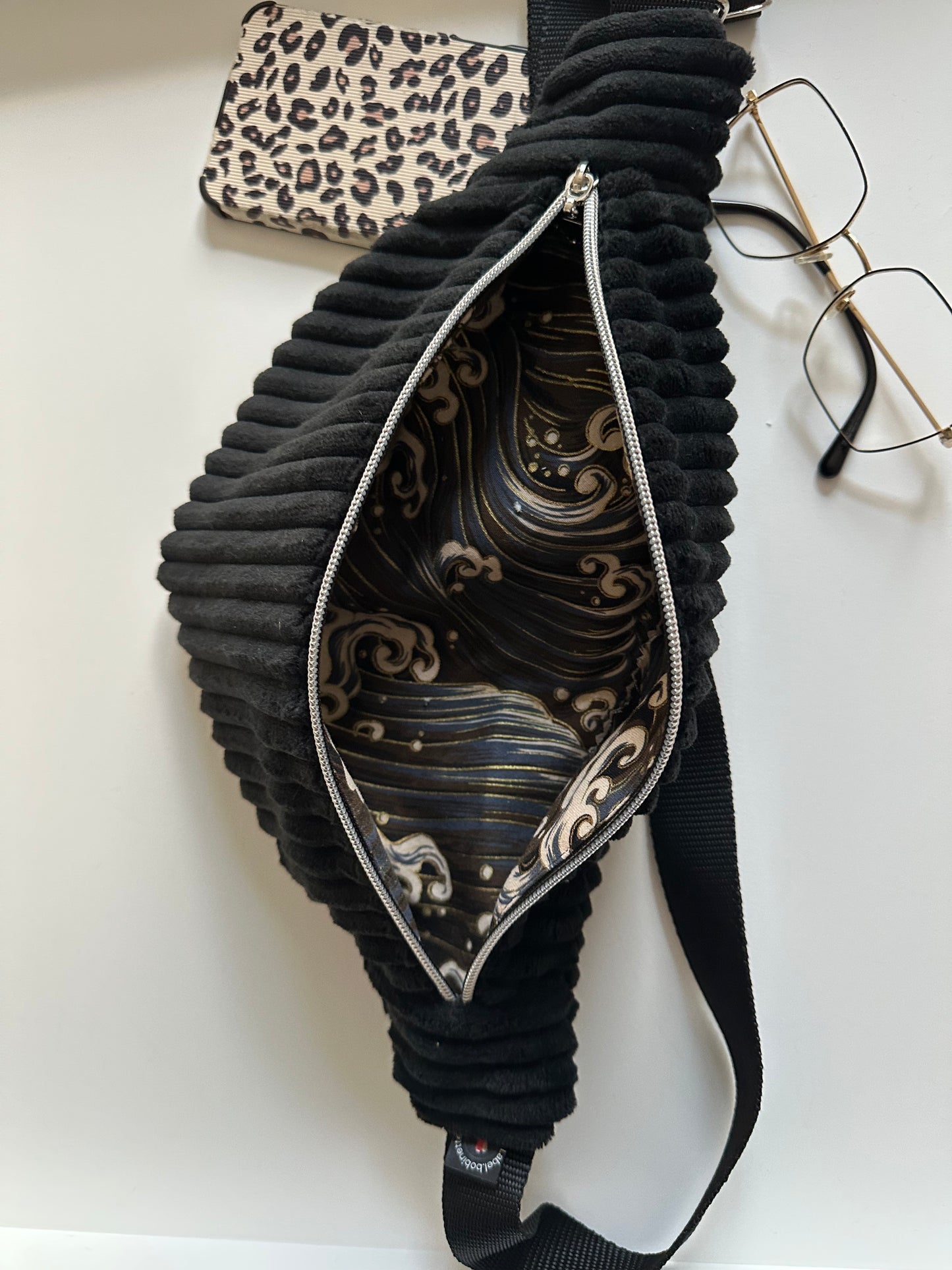 Sac Banane gros Velours côtelé Noir
