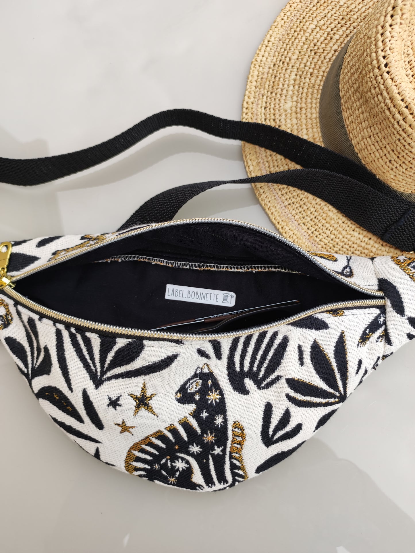 Sac Banane Mystic Noir et Or sangle Noire