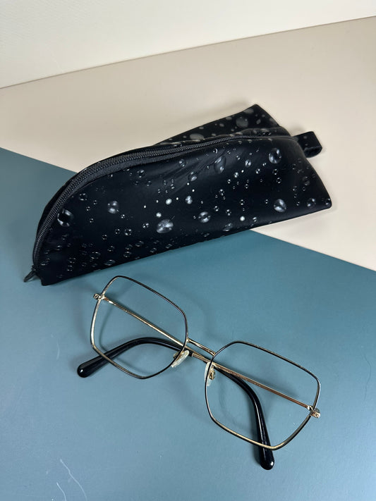 Trousse berlingot noire motifs bulles