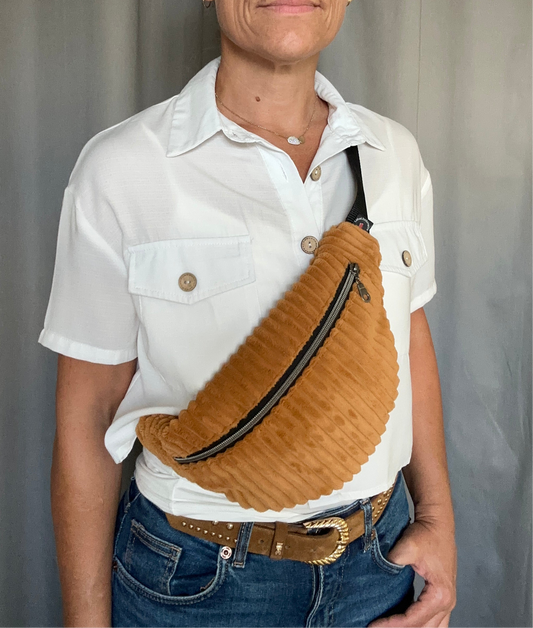 Sac Banane gros Velours côtelé Terracota
