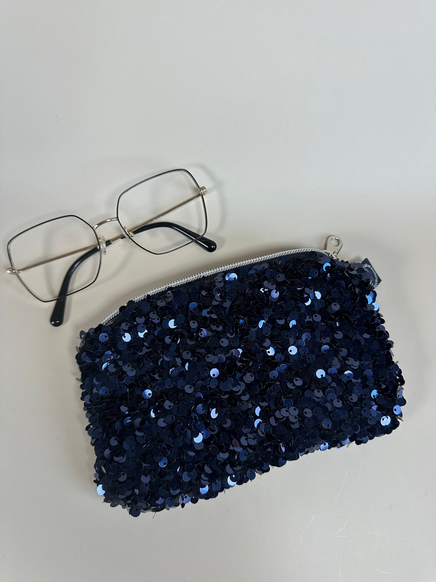 Porte carte sequins bleus