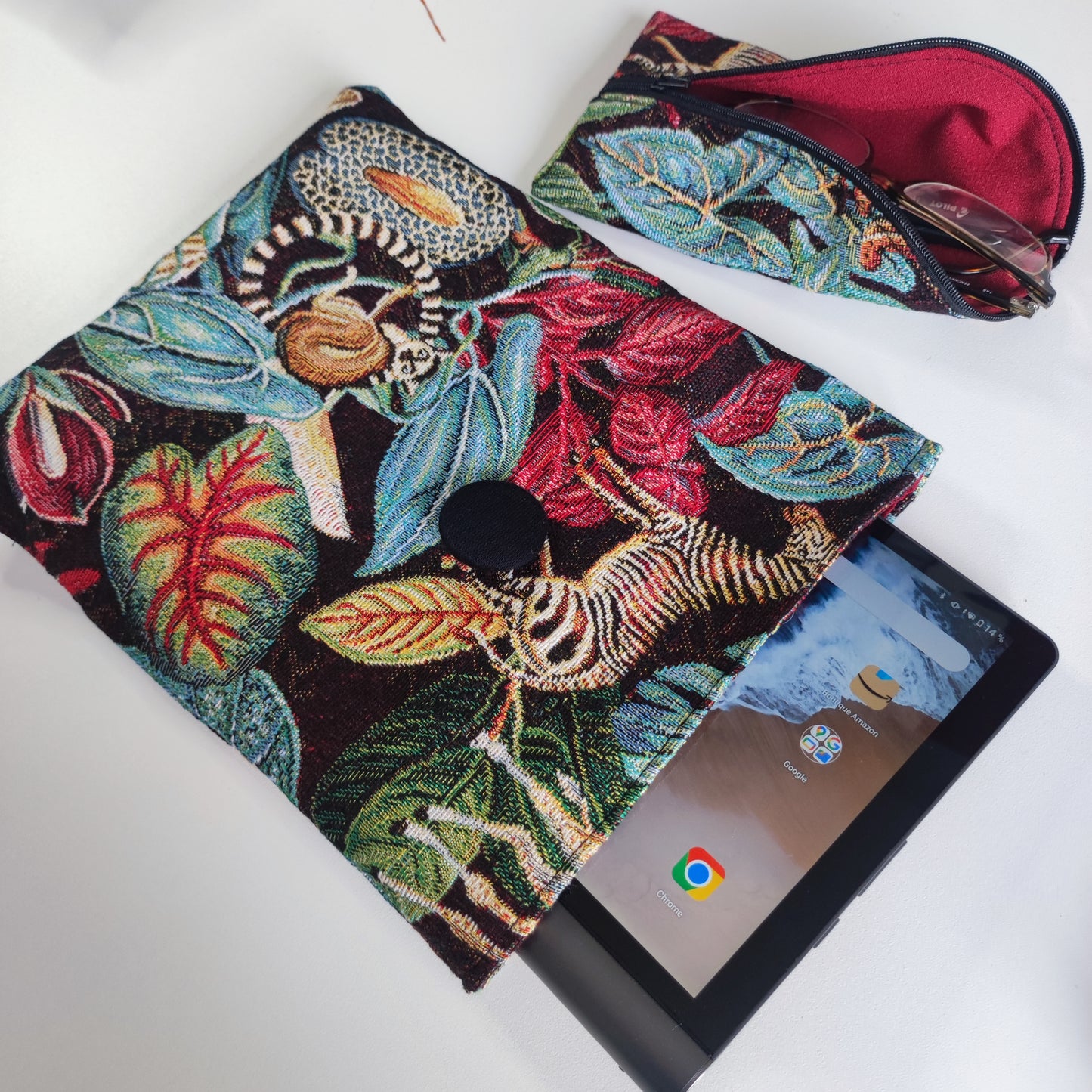 Pochette et trousse Jacquard Jungle