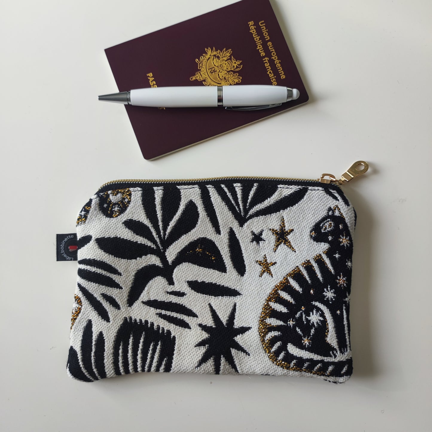 Porte monnaie ou porte- cartes Jacquard Mystic Noir et Or