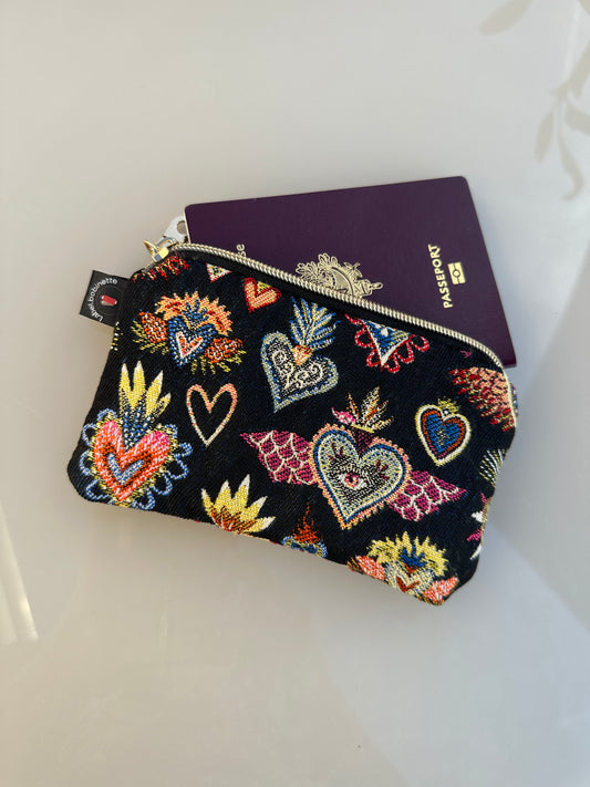 Porte- cartes jacquard Corazon bleu nuit